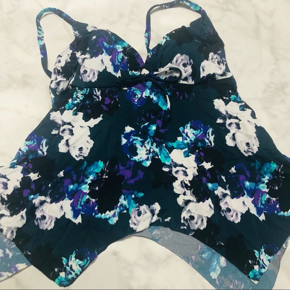 New w/o tags Navy Floral Tankini Top Plus Sz 16 - Picture 3 of 7